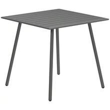 طاولة حديقة من الصلب 80 * 80 * 74 سم، طاولة بوفيه مقاومة للطقس بإطار من الصلب، مانعة للانزلاق، طاولة تخييم ل- 4 أشخاص، طاولة شرفة، طاولة حديقة، طاولة طعام خارجية للحديقة والشرفة والرواق، رمادي - رمادي - مشاهدة 8