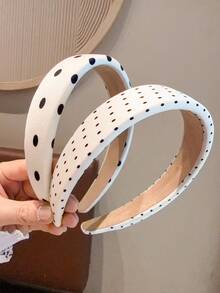 2pcs/Set Polka Dot Vintage Style Sponge Padded Headband Fashion Non-Slip Hair Band For Women Hairband - Multicolor - View 5