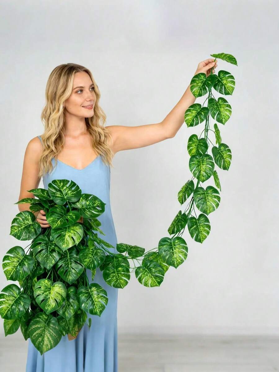 3 Pieces / 1 Piece Realistic Turtle-Shell-Like Vine Leaves, High-Quality Monterey Vine Leaves - Realistic Artificial Plants, Suitable For Home Decoration, Valentine's Day, Thanksgiving Decoration, And Very Suitable For Indoor And Outdoor Use. - Multicolor - View 1