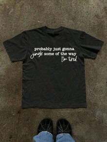 2026 New ArrivalStunning Slogan "You Are Amazing, Beautiful And Enough To Remember This" Letter Print Women Round Neck T-Shirtgoing Out Outfits Y2k Su - 黑4 - 查看 7