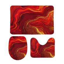3pcs Print Bathroom Mat Sets Non-Slip Soft Bath Mat Water Absorbent Black And White Bathroom Decor Sets With U-Shaped Contour Rug Toilet Lid Cover - Style-5 - View 5