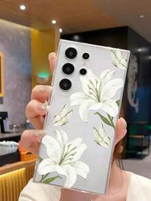 1 Piece Soft Phone Case With White Lily Flower And Butterfly, Compatible With Huawei Honor, , Galaxy A04e/12/A13/A14/A34/A50/A52/A53/A54/S21/S22/S23/S24/S25/S25Ultra, 6A/7A/8A, 12T/13T, International Version, Not Domestic Version, Spring Gift - 透明 11 - 查看 4