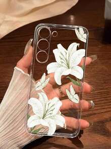 1 Piece Soft Phone Case With White Lily Flower And Butterfly, Compatible With Huawei Honor, , Galaxy A04e/12/A13/A14/A34/A50/A52/A53/A54/S21/S22/S23/S24/S25/S25Ultra, 6A/7A/8A, 12T/13T, International Version, Not Domestic Version, Spring Gift - 透明 11 - 查看 8