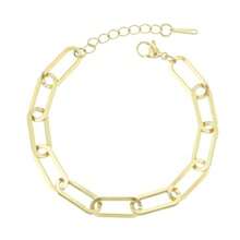 Pulseras de eslabones gruesos bañadas en oro de 14 quilates para mujer, anillo de primavera, cana cubano, pulsera de oro para mujer, no se deslustra - clip grueso dorado - Ver 1