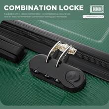YONSLY 16 Inch Suitcase With Detachable Wheels 360° Combination Lock Double Zipper Soft Rubber Handle Trolley Travel Suitcase For Vacation - 深綠 - 查看 4