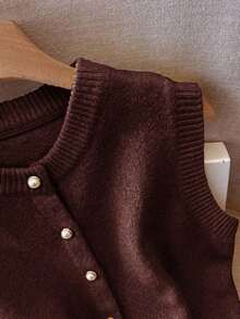 Chaleco de mujer elegante y minimalista, de estilo francés, versátil y elegante - Burdeos - Ver 11
