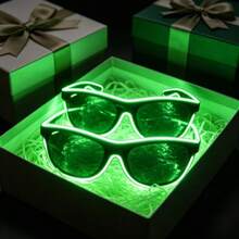 2 sets de gafas LED de colores brillantes, gafas fluorescentes para fiestas, diseño de luz segmentada multicolor, accesorio esencial para festivales de música EDM, Halloween y eventos de cosplay (baterías no incluidas) - 2 paquetes de gafas luminosas - Ver 8