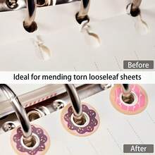 224PCS Donut Themed Hole Reinforcement Stickers, Self-Adhesive Paper Reinforcer Labels, Decorative Reinforcement Rings For 3-Ring Binders, Loose-Leaf Notebooks, Planners, Journals & Documents, Assorted Cute Donut Designs, Waterproof & Durable, Easy To Apply, Prevent Paper Tearing, Ideal For Journaling, Scrapbooking, Office Filing & School Organization, Perfect For Protecting Pages On Loose-Leaf Rings - A - View 5