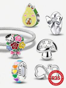 1 chiếc mặt dây chuyền hạt bạc sterling 925 lấp lánh hình bó hoa tốt nghiệp, phù hợp làm vòng tay DIY cho nữ - Hạt 1 - Xem 12