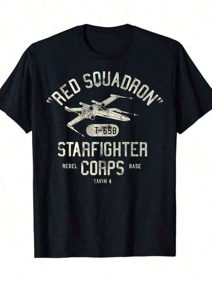 Camiseta de Verano para Hombre de Alta Calidad 100% Algodón Puro, Estilo Universitario Rebel X-Wing Starfighter Corps + Camiseta 100% Algodón 220g, Estilo Retro y Lujoso para Deportes y Ocio, Adecuada para Uso Diario Deportivo. - Negro - Ver 1