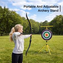 Outdoor Adjustable Archery Target Stand – 48.5*67–171cm Portable Tripod With Height Adjustment, Lightweight And Foldable For Backyard & Shooting Range, Suitable For Arrow Training - A - View 1