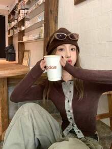 Women Tops - Coffee Brown - View 2
