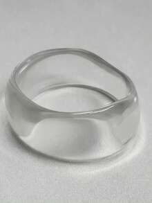 Brazalete asimétrico de resina transparente con diseño geométrico, pulsera de aleación para mujer - Multicolor - Ver 7