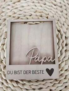 2026 Holzfotorahmen zum Vatertag, Beste Vater Holzdekoration, Geschenk der Tochter, des Sohnes oder der Ehefrau zum Vatertag für Vater und Ehemann, Tischfotorahmen - A - Übersicht 5