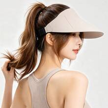 1pc Seamless Integrated Sun Protection Visor Hat, With Widened Brim For UV Protection, Breathable And Non-Sweaty Sun Hat, The First Choice For Holiday Gifts, Valentine's Day Present, Mother's Day Gift, Anniversary Present, Suitable For Short Trips, Camping, Driving, And Commuting, Sun Protection Gear, And A Stylish Accessory - 淺灰色 - 查看 2