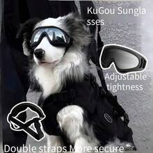 Adjustable Dog Goggles For Small, Medium & Large Breeds - Windproof & UV Protection Pet Sunglasses With Double Straps - Black - View 4
