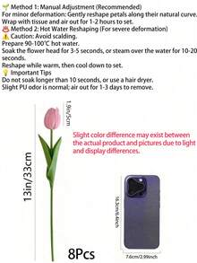 1/12pcs Exquisite Realistic Touch Tulip Bouquet - Suitable For Bedroom, Room, Wall, Home, Autumn Decor, Kitchen, Living Room, Wedding, Party, Valentine's Day, Room, Wall, Home, Autumn, Graduation, Mother's Day Gift, Lighting And Display May Cause Slight Color Difference. - Candy Powder - View 18