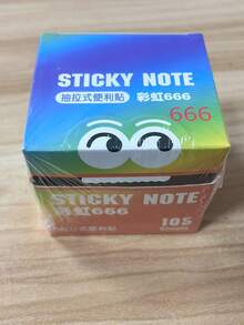 1 pieza Notas adhesivas extraíbles con diseño de dibujos animados, papel de notas con degradado de color en caja, 105 hojas de gran capacidad para estudiantes y oficina, reutilizable múltiples veces. La caja con forma de ojos grandes tiene un diseño general creativo y un esquema de color degradado fresco, con una apariencia linda y llamativa. La caja completa contiene 105 hojas de papel de notas, con un diseño de gran capacidad que satisface las necesidades de uso a largo plazo. - A - Ver 8