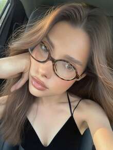 1副女士时尚复古经典百搭椭圆形小框装饰眼镜 - 彩色 - 查看 5