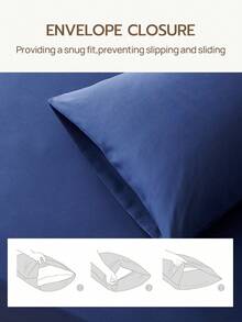 HONEYMOON 1pc Solid Color Pillowcase - 100% Polyester Fabric, Soft And Breathable, Wrinkle-Resistant, Envelope Closure, Pillow Insert Not Included - Suitable For Home, Dorm, Sofa, OEKO-TEX Certified, Navy Blue - Navy Blue - View 5