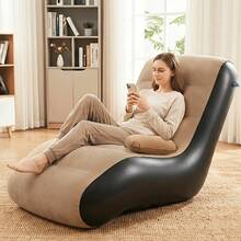 1pc Inflatable Slouchy Sofa Home Leisure Fashion Comfortable Air Bed Indoor Folding Bed Leisure Sofa - Multicolor - View 5