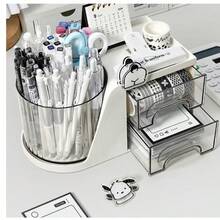 1pc Large Capacity Transparent Rotating Pen Holder, Desktop Stationery Storage Box, Rotating Storage Box, Desktop Storage Rack, Large Capacity Office Supplies Storage Box, Pen Holder, Workstation Accountant Manual/Folder. Suitable For Storing Office Supplies, Learning Supplies, Desktop Accessories, Etc., Is A Must-Have For The Back-To-School Season, And Also Essential For Students And Teachers. - A - View 6