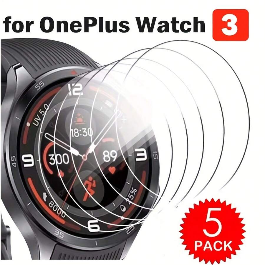 Juego de protectores de pantalla de vidrio templado 2.5D para reloj 2/3, 5 piezas, dureza 9H, resistente a arañazos, a prueba de huellas dactilares, sin burbujas, ultra protector, fácil instalación, alta claridad - 5 unidades para Watch 2 - Ver 1