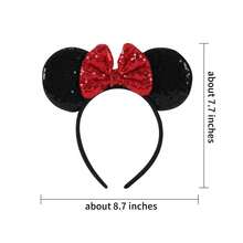 2pcs Disney Red Mouse Ear Sequin Headband, Shiny Bow Headband, Travel Essential Accessory, Girls Princess Costume Decor - Ear Headband - View 6
