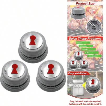 ShineUs 88848 Gas Grill Control Knob Compatible With  Genesis 300 Series (2011-2016) Gas GrillsSet Of 3
