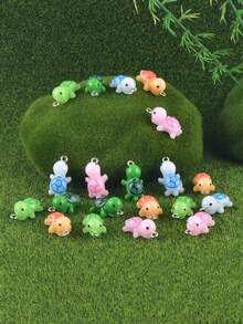 20pcs Cute Summer Ocean Turtle Resin Pendant Earring Photo Charms - Multicolor - View 3