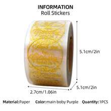 500pcs/Roll Transparent Gold Foil Thank You Stickers, Various Round Pattern Stickers, Suitable For Gift Cards, Wedding DIY Decorations, PVC Glitter Stickers - Multicolor - View 8