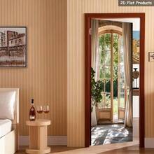 1/2pcs Landscape Wall Sticker, Peaceful Space Door Decal, Indoor/Outdoor Removable Door/Wall Mural, Nature Connecting Door Wall Sticker, Garden Scenery Door Decal, Large Window Door Sticker, Home Decor 2D Flat - A - View 8