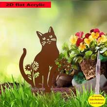 2D Flat, 1pc Silhouette Cat, Acrylic Garden Art Stake - Cute Animal Design, Outdoor Decor, Durable Material, Lawn Art Marker, Patio Yard Decoration, Vintage Style, Perfect Gift - A - View 9