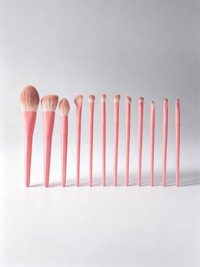 Juego de 12 piezas de brochas de maquillaje multicolor, brochas de maquillaje con cerdas sintéticas suaves adecuadas para base, sombra de ojos, rubor
