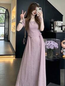 Y6Y 2026 New Women's Purple Summer Beach Vacation Dress Elegant - Purple - View 5
