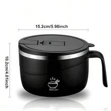 This Portable Ramen Bowl With Lid Is Made Of 304 Stainless Steel And Is Also An Insulated Soup Cup. It's Suitable For Ramen, Soup, Oatmeal, Etc., And Comes With A Handle, Making It Perfect For Office, Dormitory, And Travel Use. - 均碼 - 查看 10