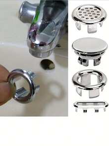 Sink Overflow Hole Cover - Decorative Trim Ring For Washbasin, Neat & Aesthetic Plastic/Stainless Steel Overflow Plate - Washbasin Overflow Ring - View 2