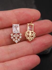 Summer 6pcs Set: 14K Gold Plated, Vintage Elegant, 5A+ Grade Zirconia Inlaid Copper Clover And Heart Design Women's Earrings. - Multi-color 6-piece Set - View 9