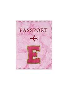 1pc Passport Cover With Rose Red Towel Embroidery And A-Z Letter Print, Unisex RFID Vintage Business Passport Holder, Multifunctional Travel Organizer Pouch, Travel Accessories, Travel Wallet, Passport Case, Beach Holiday Bag, Summer - Pink - View 21