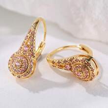 1 Pair Elegant & Luxurious Multicolor Cubic Zirconia Earrings, Fashionable & Exquisite Banquet Jewelry, Perfect Gift For Girls, Timeless Elegance - Multicolor - View 2