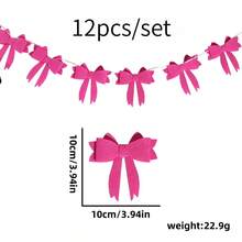 12 Stück 3D rosa Schleifen Deko, geeignet für Geburtstagsfeiern, Hochzeiten, Wanddekoration Zuhause, Feiertage und Party Hintergrund Dekoration - Mehrfarbig - Übersicht 11