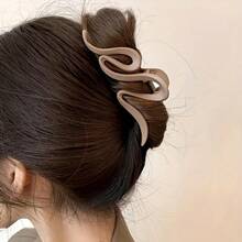 1pc 1pc Black Large Matte Wavy Hair Clip, Women's Style - Vintage Y2K Style, Solid Color Hair Claw - Easy To Style And Tie Hair - Multicolor - View 7