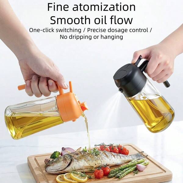 Bình xịt dầu 2 trong 1 dùng một lần kết hợp chức năng xịt và rót, là bình xịt nhà bếp tiện dụng. Bình xịt dầu ô liu 2 trong 1 phù hợp để nấu ăn, dùng trong bếp, nướng, làm salad và nướng bánh. Công cụ tuyệt vời để kiểm soát lượng dầu trong bếp và chuẩn bị bữa ăn nhẹ. Dung tích lớn: 470ml/15.8oz.