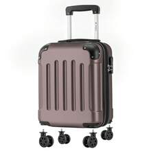 YONSLY 16 Inch Suitcase With Detachable Wheels 360° Combination Lock Double Zipper Soft Rubber Handle Trolley Travel Suitcase For Vacation - 棕色 - 查看 1