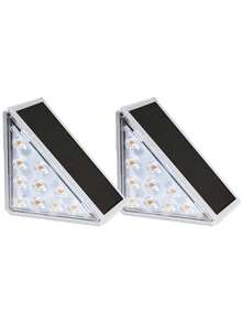2-Pack 10 LED Triangular Solar Stair Lights, IP65 Waterproof Outdoor Step Lights, Dusk To Dawn Automatic Switch Wireless Wall-Mounted Fence Deck Lights, Dual Color Warm White & Cool White Decorative Lights, Suitable For Handrails, Patios, Yards, Gardens And Walkways - 10-lED Triangle Light - View 9