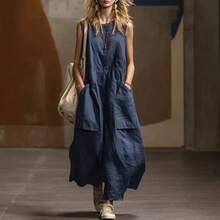 2026 Spring/Summer New Loose Sleeveless Dress With Three-Dimensional Pockets - Milky - View 2