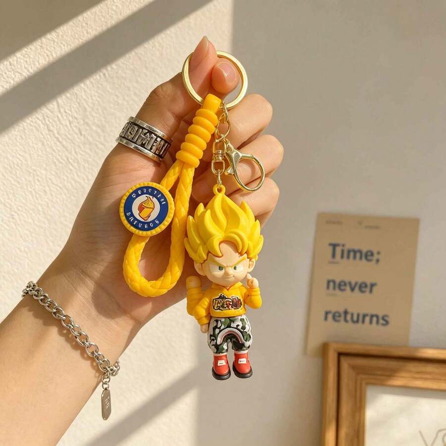 MINISO Dragon Ball Master Roshi Keychain, Anime Mini Figure Bag Charm With Braided Wrist Strap, Dragon Ball Pendant & Gold Tone Clip Hook, Backpack Purse Accessory, Back To School Gift - Style 2 - View 1