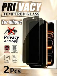 MIGAE 2片裝 17 Pro Max 防窺螢幕保護貼，防刮鋼化玻璃，全螢幕覆蓋，相容 iPhone 17/16/15/14/13/12/11 Pro Max/XR/X/XS Max Plus，防指紋螢幕保護貼，手機配件，適用於手機殼 - 黑色 - 查看 7