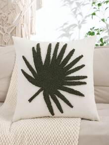 Miater 1個/2個裝 簇絨刺繡帆布幾何圖案字母葉子抱枕套，客廳臥室家居裝飾沙發靠墊套，節日禮物 - 綠色 - 查看 11