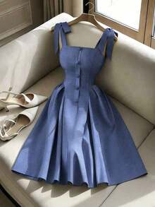 Women Midi Dresses - Blue - View 4